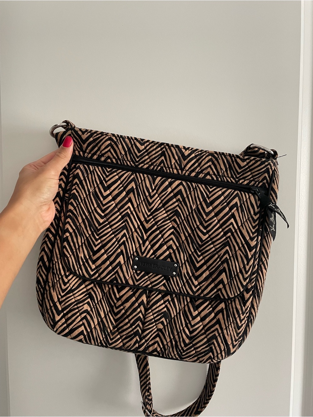 Vera Bradley Black & Tan Geometric Quilted Crossbody